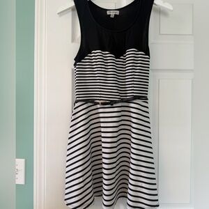 Black and White Striped Mini Dress